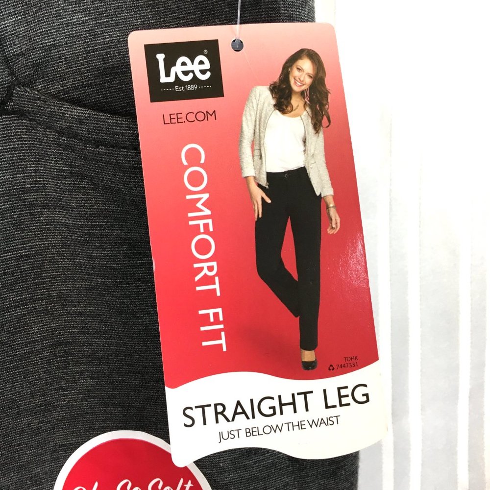 LEE Comfort Fit Straight Leg Heather Grey Pants Sz Med NWT